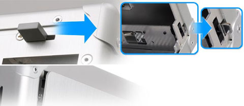 lever for easy opening on side panel